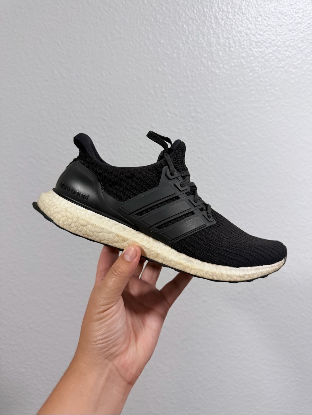 adidas Black Knit Ultraboost with Off-White Midsole